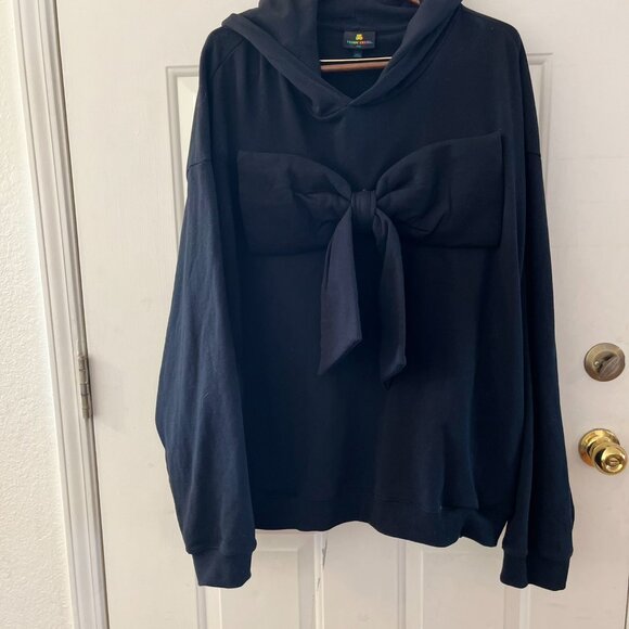 Teddy Fresh Woman's Plus-Size Black Bow Front Heavy Hoodie Sz 3XL - Picture 2 of 9